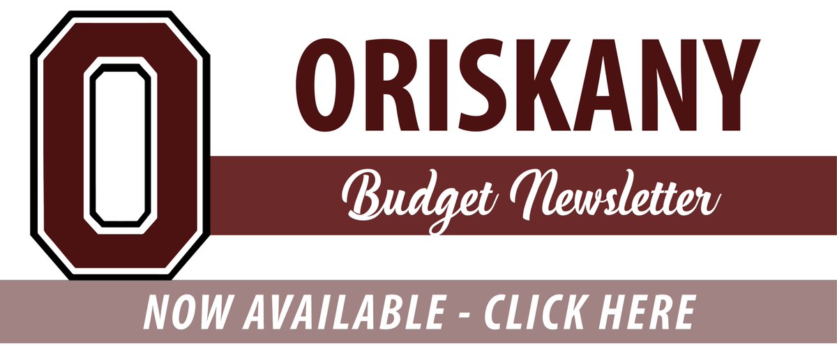 The May 2024 Budget Newsletter is now available to view online and will arrive in mailboxes soon!
oriskanycsd.org/Page/2196

A Public Hearing on the proposed 2024-25 budget will be held on Monday, May 13 at 6:30 p.m. at the Jr./Sr. High School.
