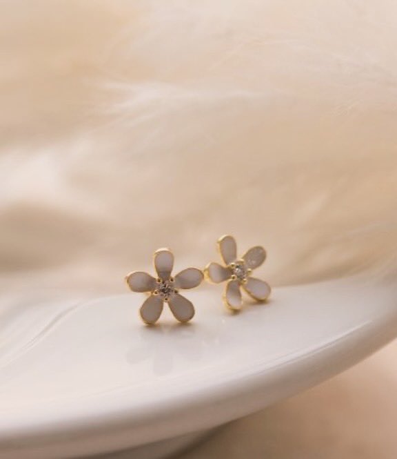 #Kayla #Flower #Studs // #Pink & #White in #14kt #Gold #Vermeil + CZ #new #SpringFling