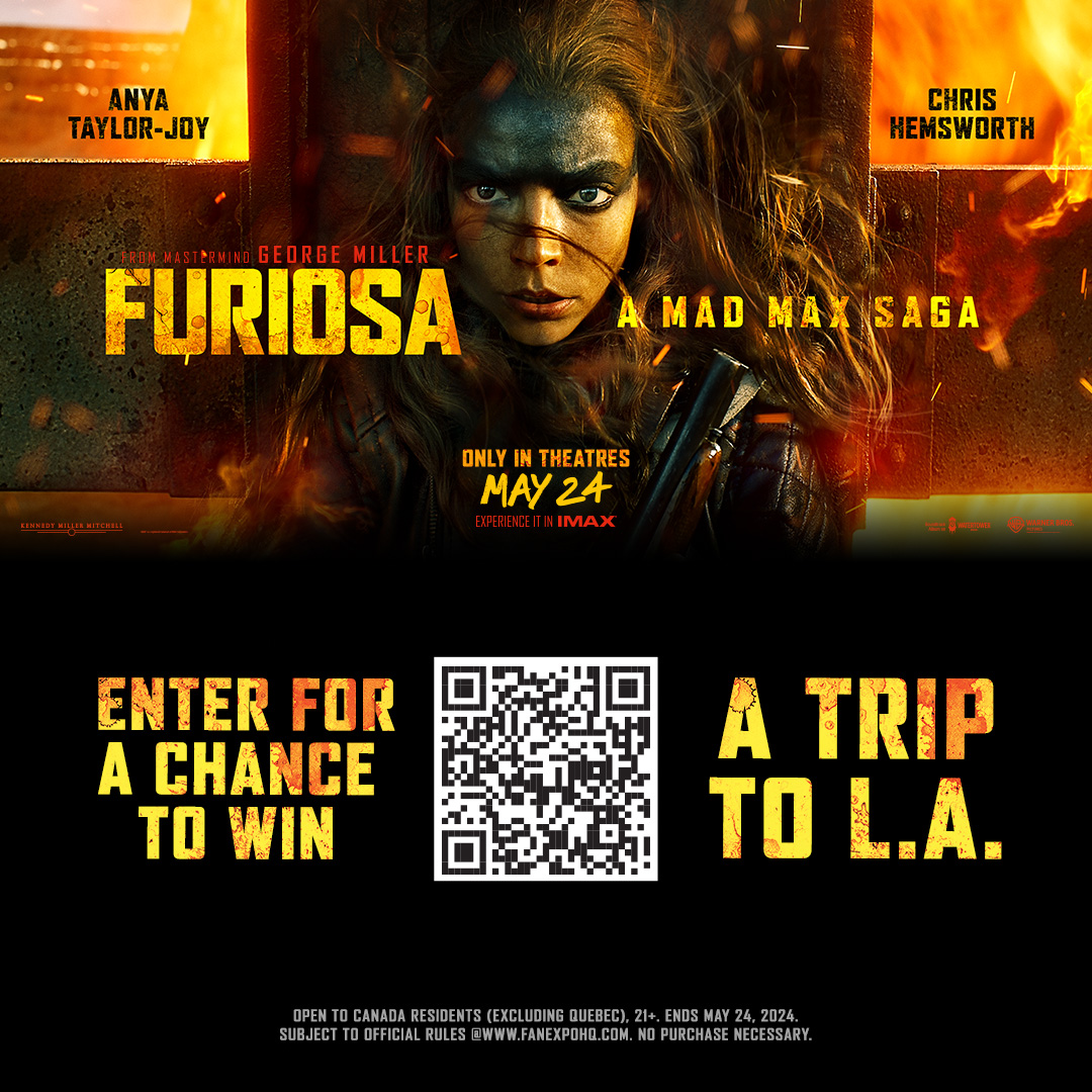 To celebrate the release of FURIOSA, we’ve partnered with @WarnerBrosCA to surprise a lucky winner with a trip to L.A. Enter to win in the link or find the War Boys roaming #CALGARYEXPO until April 28. #Furiosa: A Mad Max Saga is only in theatres May 24 spr.ly/6017bQ27X