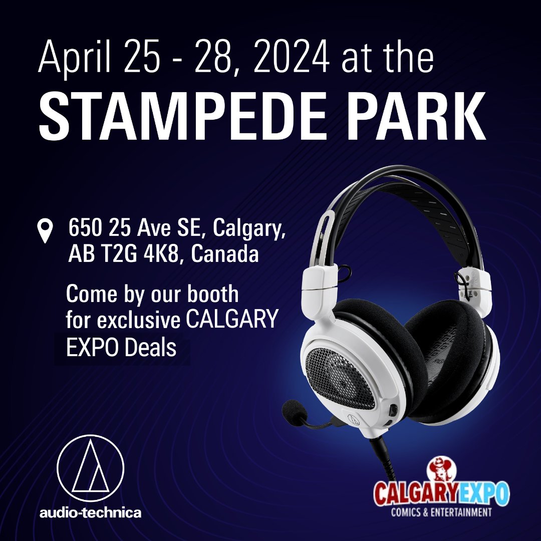 Join the ultimate celebration of pop culture at CALGARY EXPO 🎉 
From Comics to Sci-Fi, Gaming to Anime, they've got it all covered. Come by Booth 409 to check out our gaming gear that will take you to the next level 🎧
#audiotechnica #calgaryevents #calgarylife #gaming
