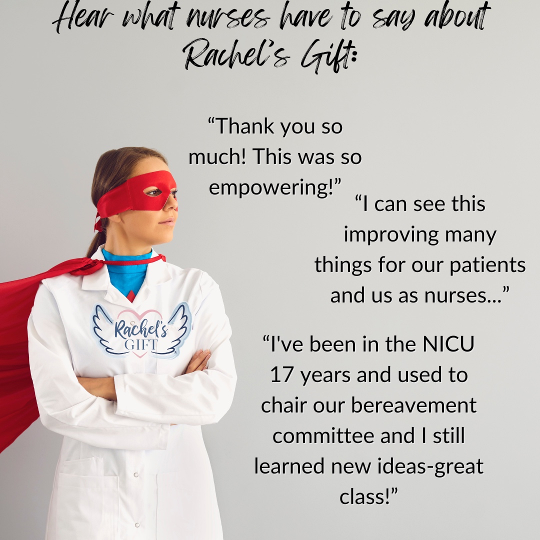 See what the nurses who have been through our training program have to say about Rachel's Gift! If you're interested in getting your staff trained, check out our website: rachelsgift.org/healthcare-pro…

#rachelsgift #lifeafterloss #stillbirth #miscarriage #unitedbyloss