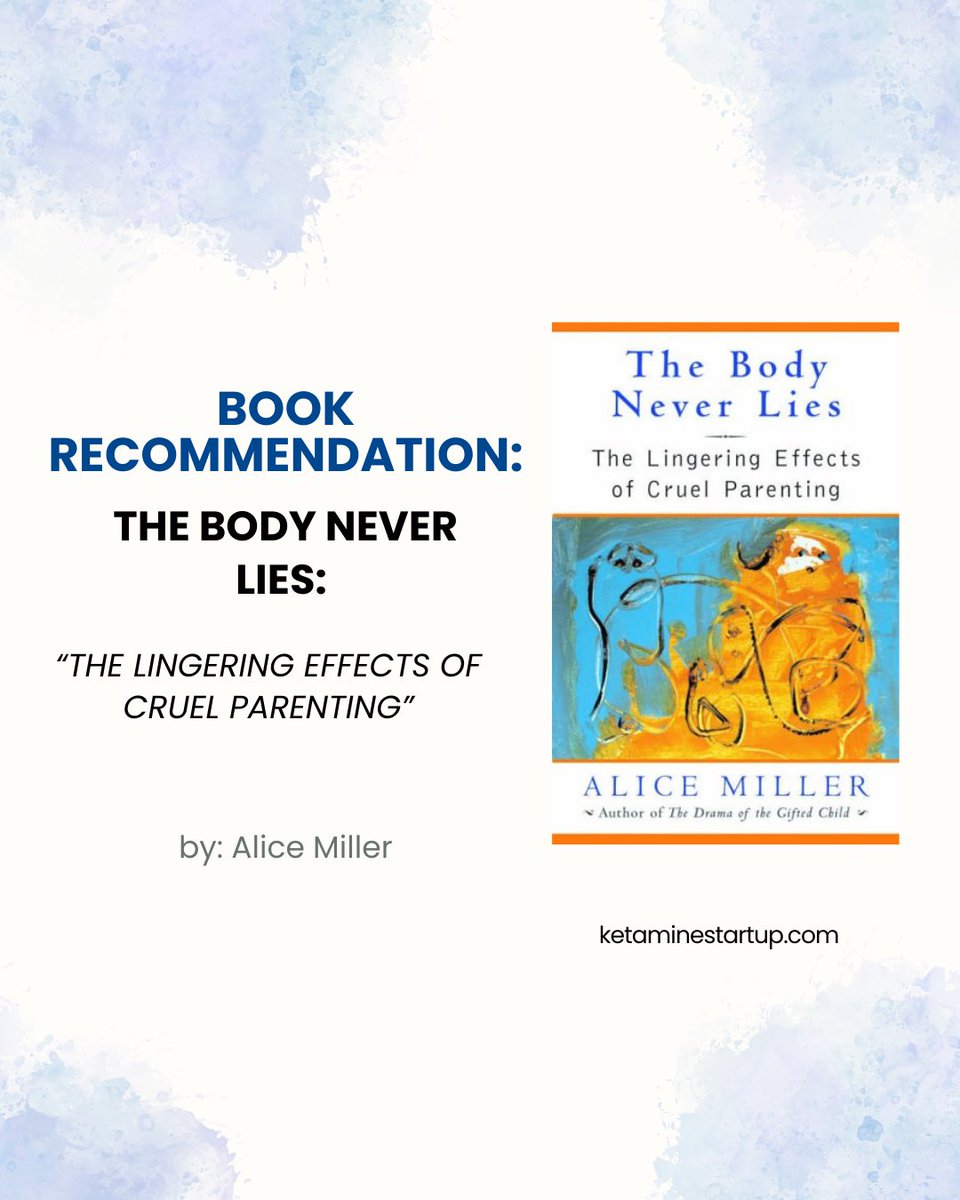 In this book's stories, discover how childhood experiences can result in illness in adulthood. 

#TheBodyNeverLies #AliceMiller #KetamineStartUpReads #BusinessMindset #PhysicianEntrepreneur #ExcellentAdvice #BusinessResource