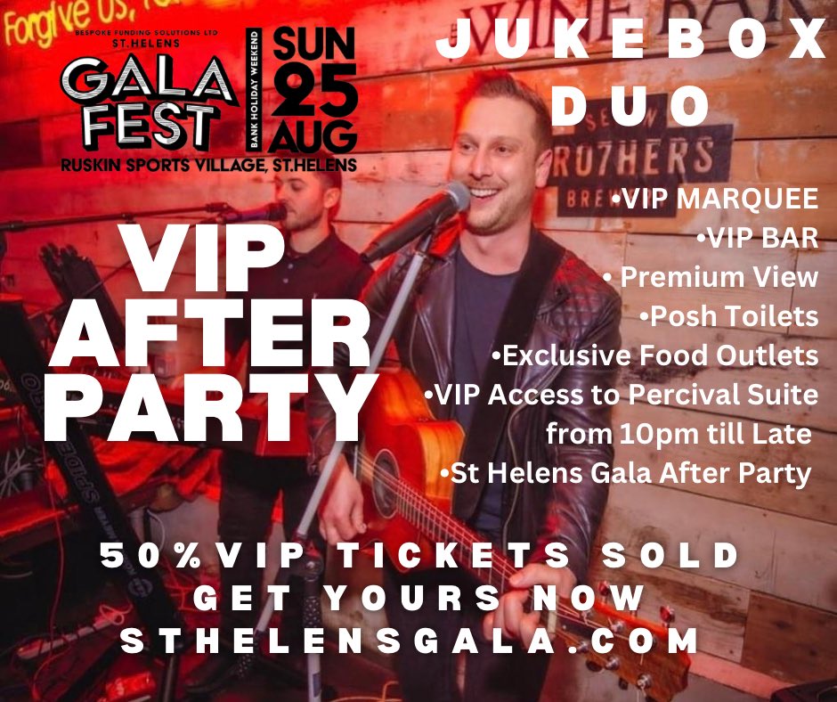 The incredible JukeBox Duo are our phenomenal entertainment for @sthelensgala After Party held Ruskin St.Helens Percival Suite from 10pm! Only VIP & Sponsors will be allowed in to After Party 🕺💃🙌🏻 50% of VIP Tickets have already been SOLD Get urs now sthelensgala.com