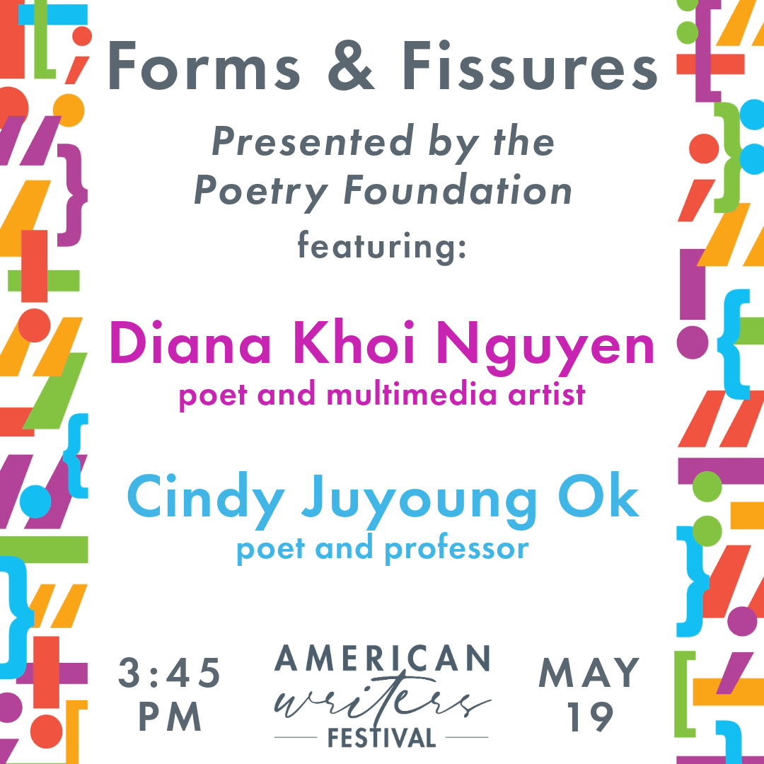 We're highlighting two more of our Festival panels today! We are so excited to host CM Burroughs and Adrian Matejka for our Melvin Dixon & Black Queer Poetry panel and Diana Khoi Nguyen and Cindy Juyoung Ok for our Forms & Fissures panel! Presented by @PoetryFound