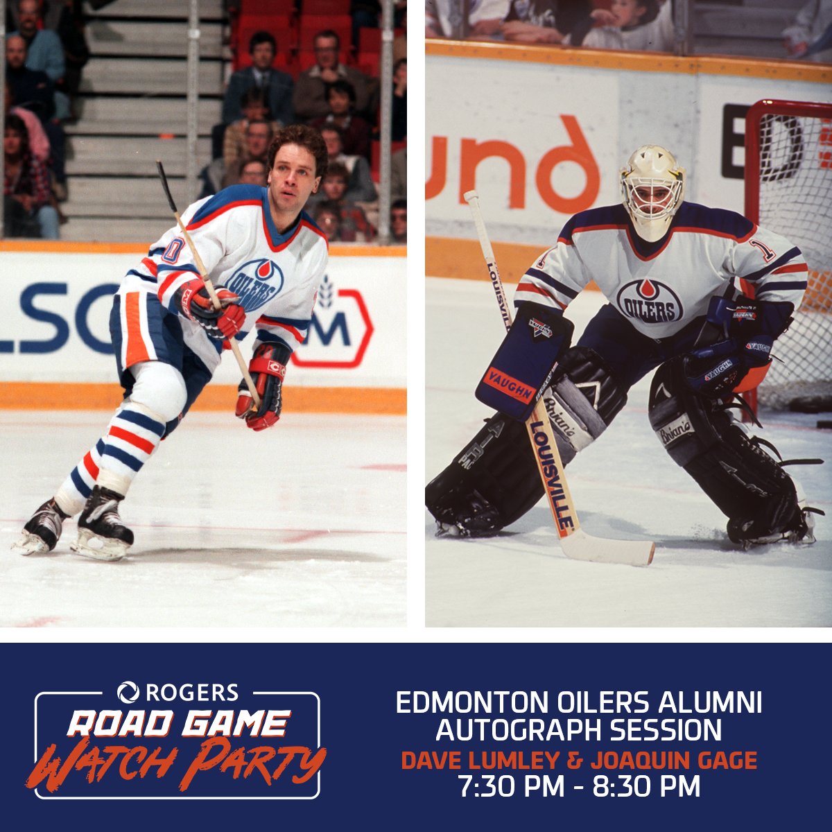 ✍️ ALUMNI UPDATE!! ✍️ @EdmontonOilers alumni Dave Lumley & Joaquin Gage will be signing autographs at tomorrow's @Rogers Road Game Watch Party! Limited tickets remain, get yours before they're gone! 🎫: EdmontonOilers.com/WatchParty