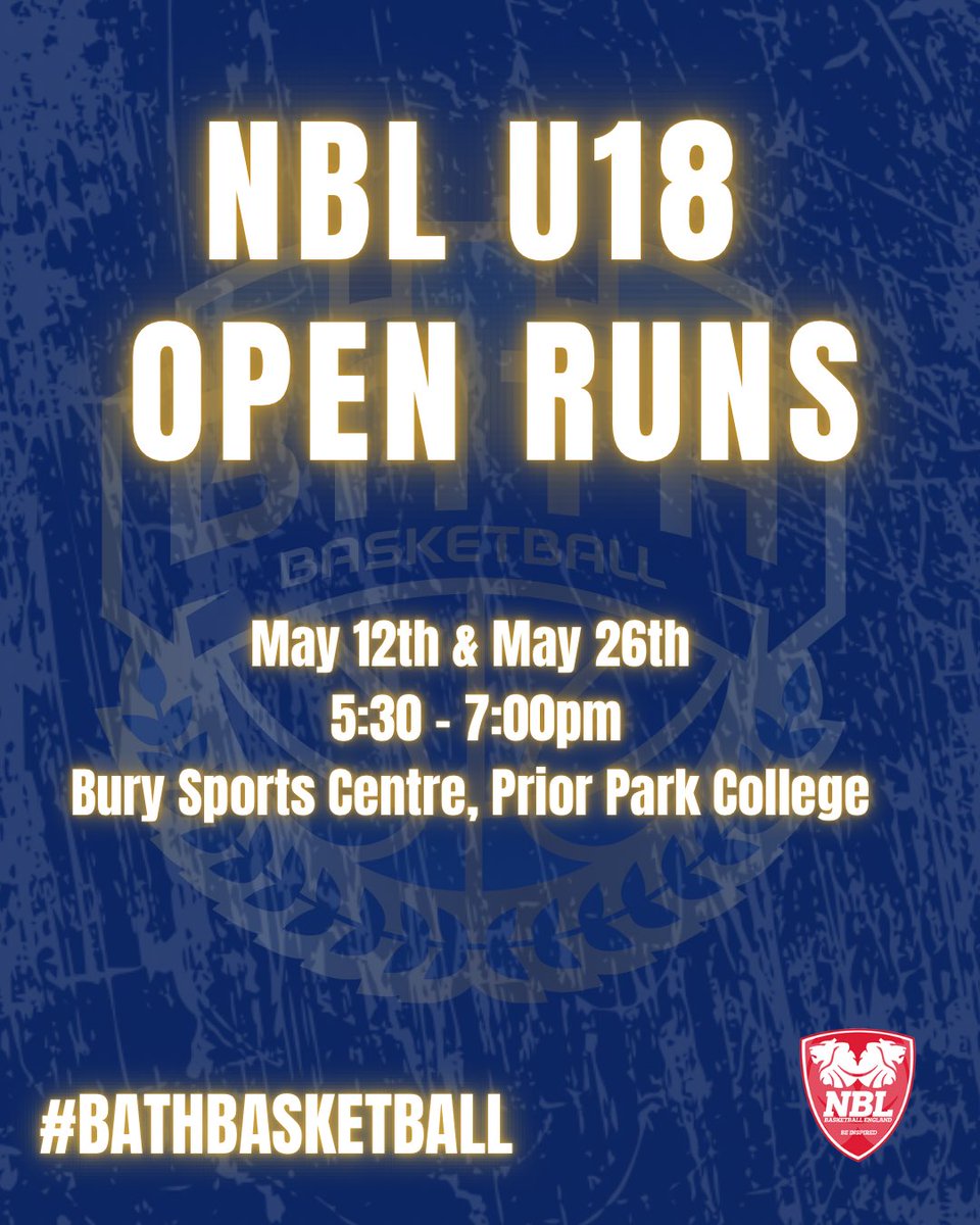 BathBasketball's tweet photo. Requirements: 
Current school year 9 to 12

£8 per session. Both sessions can be booked through our website. 

https://t.co/psgks7b9C7

These sessions will be assessed for level of play and will be evaluated by our coaches as NBL U18 trials will be announced soon. https://t.co/EY62c7IWLO