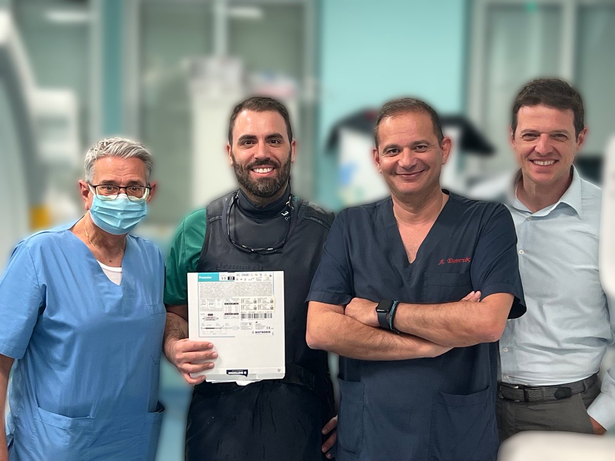 LKoliastasis's tweet photo. Leave nothing behind! First implantation of #Biotronic #Freesolve #RMS in Greece. With @AndreasSynetos! #CardioTwitter https://t.co/97yr7dBror