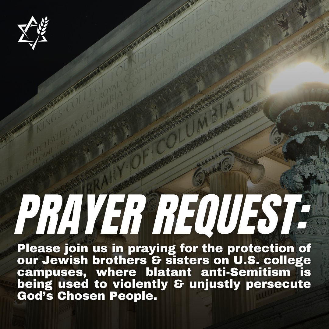 As anti-Israel hatred has reached new highs on college campuses around America, please join us in fervent prayer for our Jewish brothers & sisters among the students & faculties on these campuses. Source 👉 ow.ly/4gyK50Rnsxx