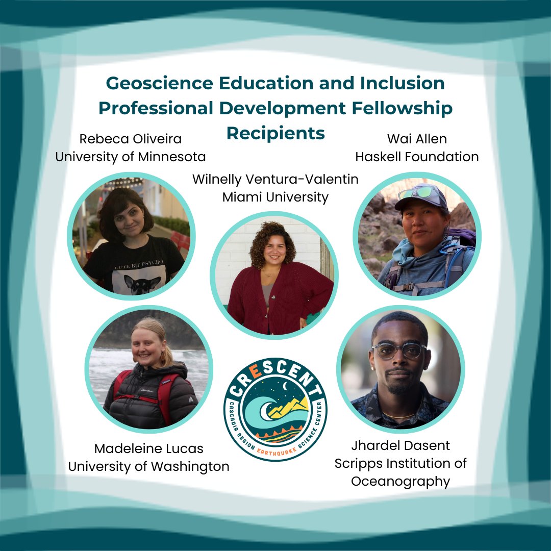 Congratulations to the 5 recipients of the Geoscience Education and Inclusion Professional Development Fellowship which enables graduate students and postdocs to pursue professional development opportunities!