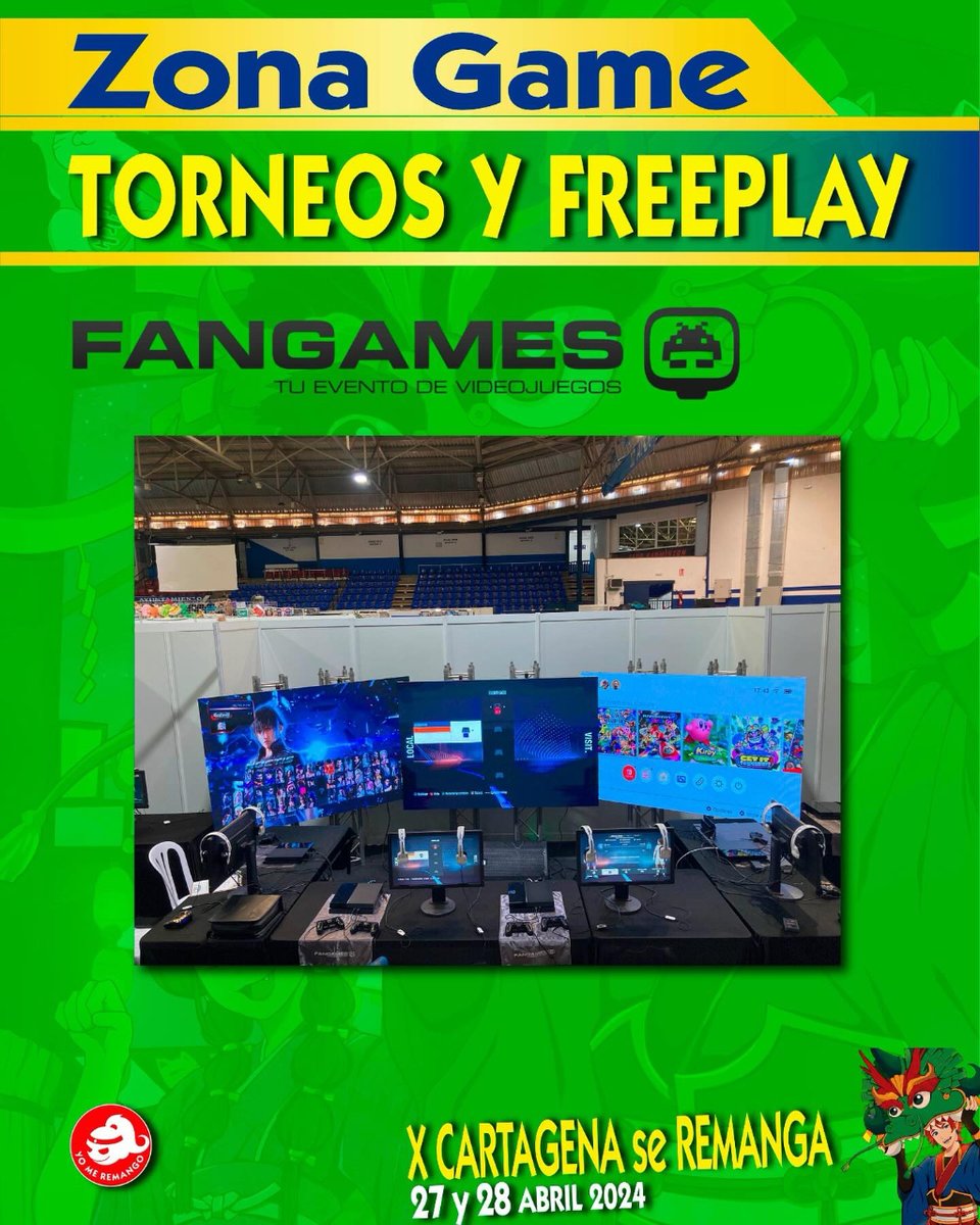 Los chicos de <a href="/Fangames_/">Fangames</a> vuelven a la carga en el X Aniversario de Cartagena se remanga organizando la zona game del evento.

¡El 27 y 28 de Abril podréis disfrutar de los mejores torneos y una magnífica zona freeplay!