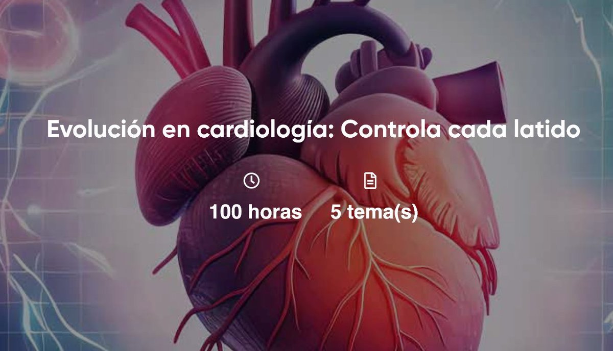🫀Curso 'Evolución en Cardiología. Controla cada latido' para #AtenciónPrimaria 📍5 Temas: dislipemias, HTA, FA, ERC, IC ⏰100 horas. Solicitada Acreditación. 📅Abierto del 15 ENERO al 15 JUNIO 👉Regístrate: i.mtr.cool/ofzphwvcbc #cardiología @gt_hta @vic_pallares @Javier_bts