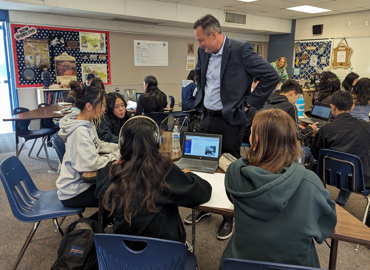 @WVUSD_Tweet Supt. Taylor, Board Member Layla Abou-Taleb, & cabinet at @SMSChallengers today! They saw firsthand students' engagement in learning, exciting extracurriculars, & the positive school environment. #UnleashtheGreatnessinOthers @bookaim