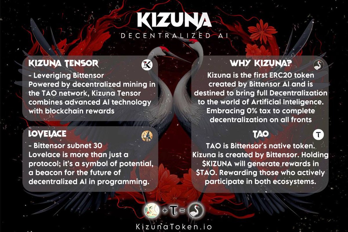 @cryptojack This #Altcoin is $kizuna friend !
First #memecoins created by decentralized Bittensor #AI 
- Liquidity locked forever!
- 0 tax, regular burns
- building subnet on $TAO ecosystem
- TXT2IMG TG bot
kizunatoken.io