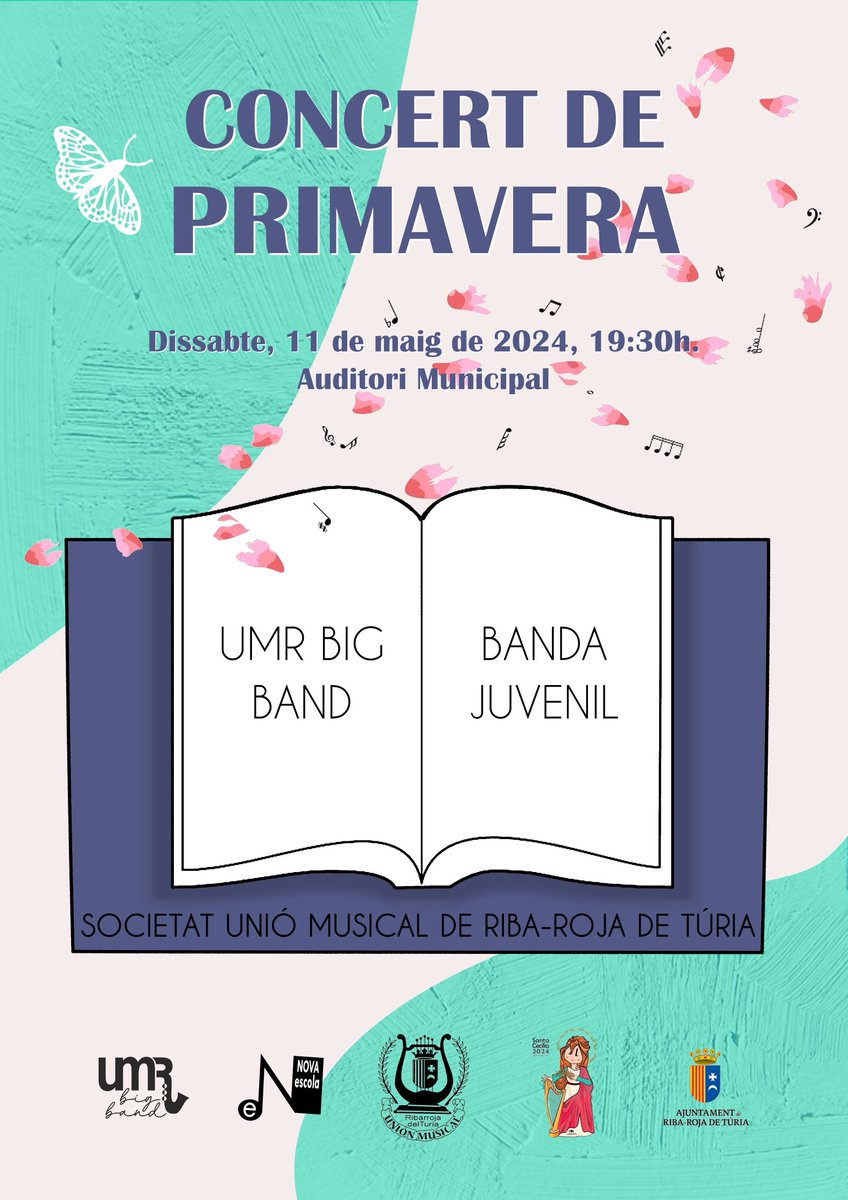 El pròxim concert que organitza la Societat Unió Musical de Riba -roja de Túria tindrà lloc el dissabte 11 de maig a les 19:30h, on participaran la UMR Big Band i la Banda Juvenil 🎼🎶🎵🎷🎺🤩🤩🤩🤩

No se'l perden!!!

📍Auditori de Riba-roja de Túria
🎟️ Entrada lliure
