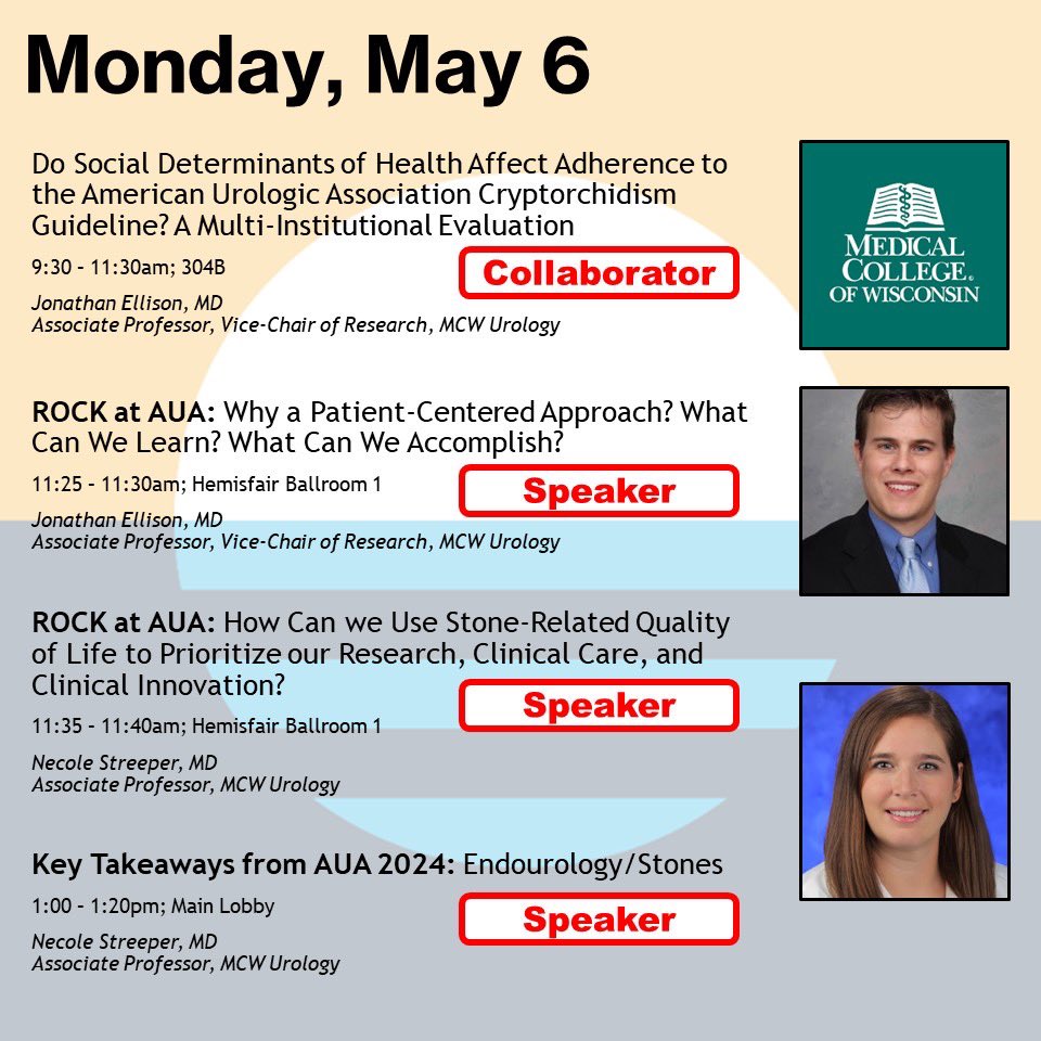 MCW Urology has strong representation at this year’s AUA Annual Meeting in San Antonio! We’re excited to share our knowledge with colleagues from across the world starting in just one week! Check out our presentation schedule here #urology #aua2024 #milwaukee #research