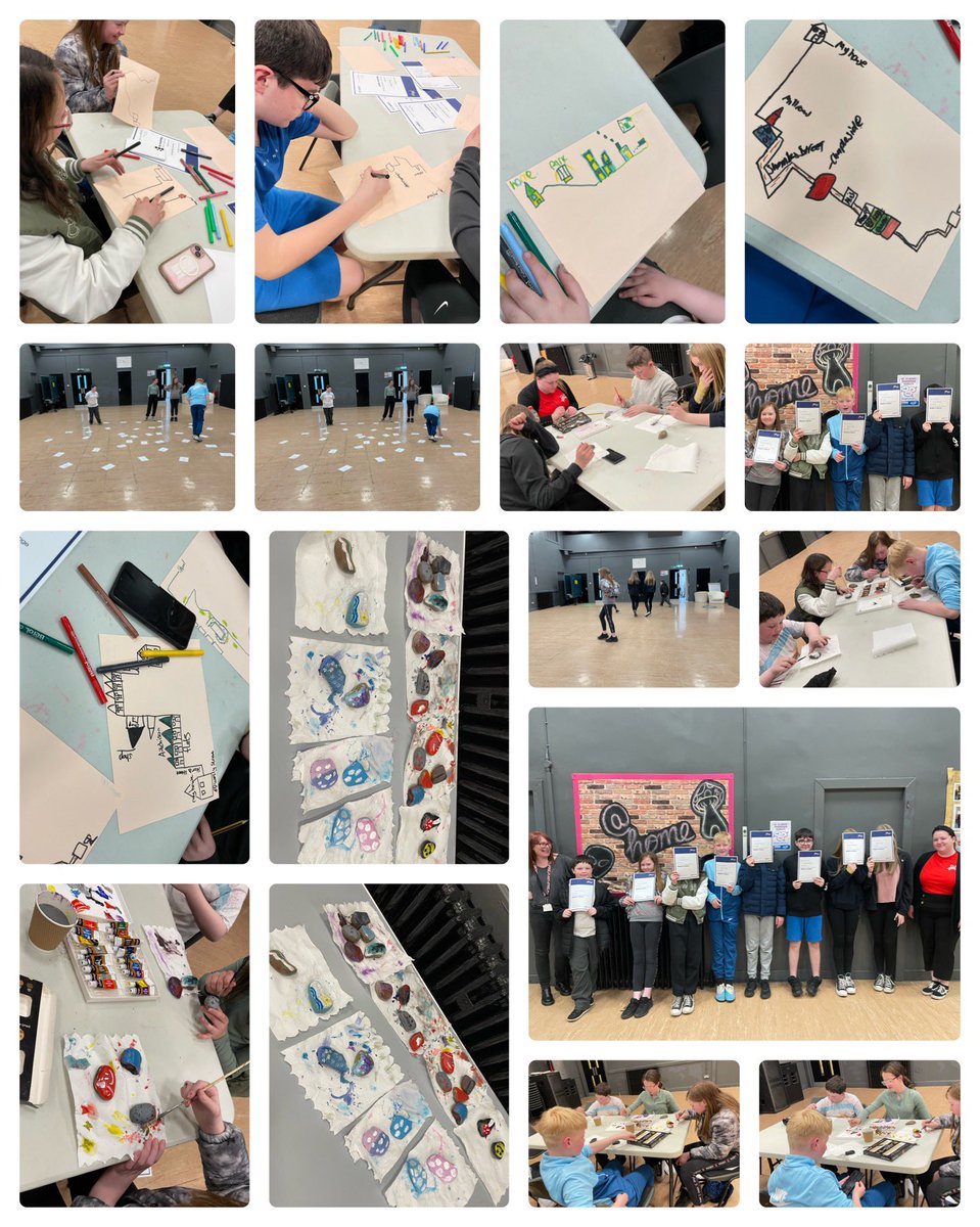 Thursday Fun at the @ Home Centre Airdrie are working hard on their Outdoor Discovery Awards. They designed their own maps, painted rocks to decorate the planters outside and played navigation themed team games. They also received their NL Challenge certificates. Well done all!