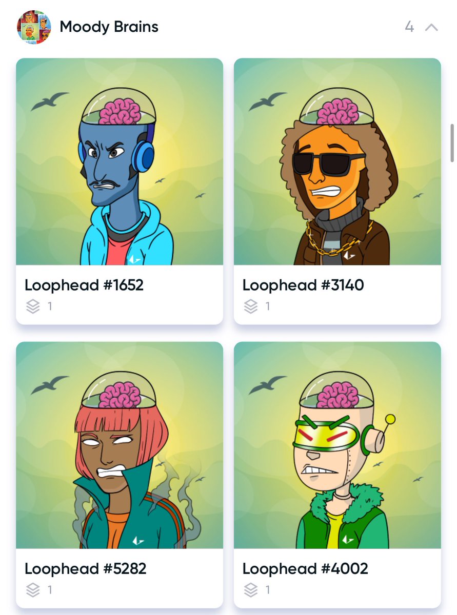 <a href="/theobewhoturnz/">TurntManJimi l L2 Looper BasedAF</a> Daaaang thats a crazy one <a href="/theobewhoturnz/">TurntManJimi l L2 Looper BasedAF</a> congraaats homie ! Here are my prized few !  <a href="/PremiumBrownBoy/">Premiumbrownboy.loopring.eth | GameStopNFT Creator</a> gifted me Loophead #2756 live on a Spaces call I did with Frenchy so so long ago, and the rest are traded/won/awarded for the OG role and competitions. 
Pays to be EARLY