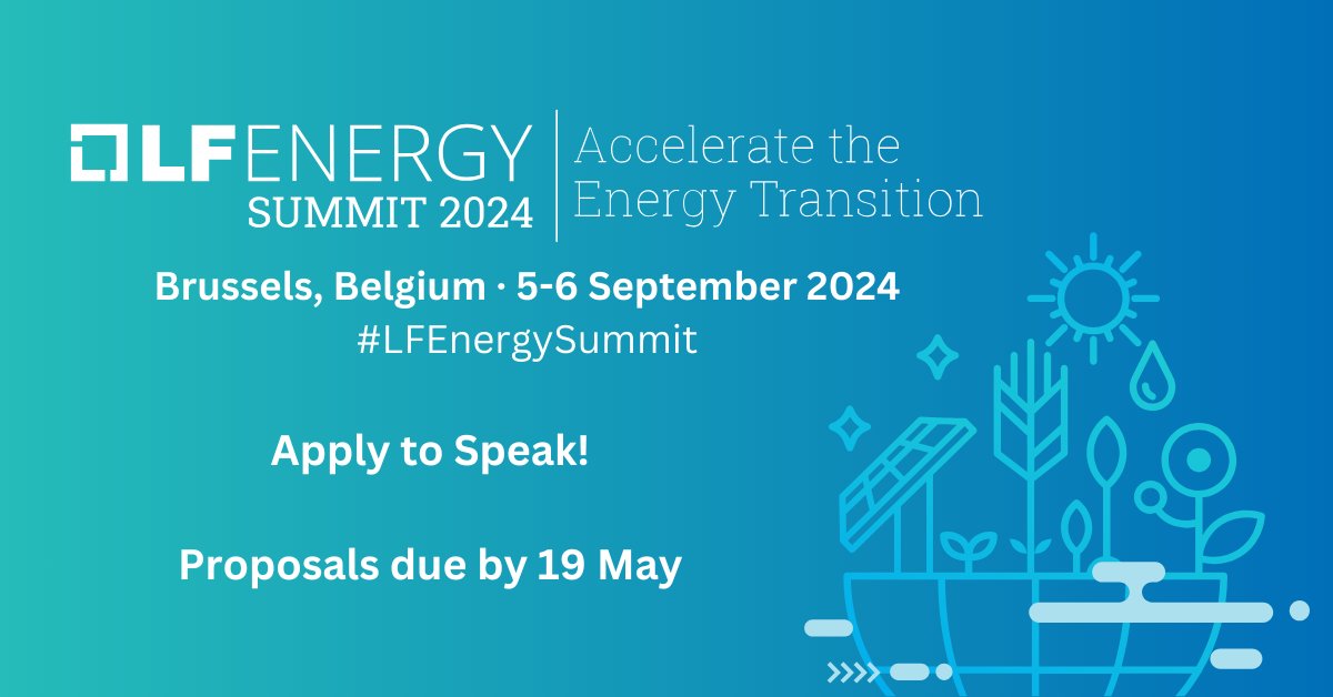 Speaking proposals are now being accepted for #LFEnergySummit, coming to Brussels 5-6 Sept! Submit yours to share your insights into #opensource solutions for the #energytransition by 19 May at hubs.la/Q02rLmLl0 #lfenergy #energy #utilities #decarbonization #climatetech