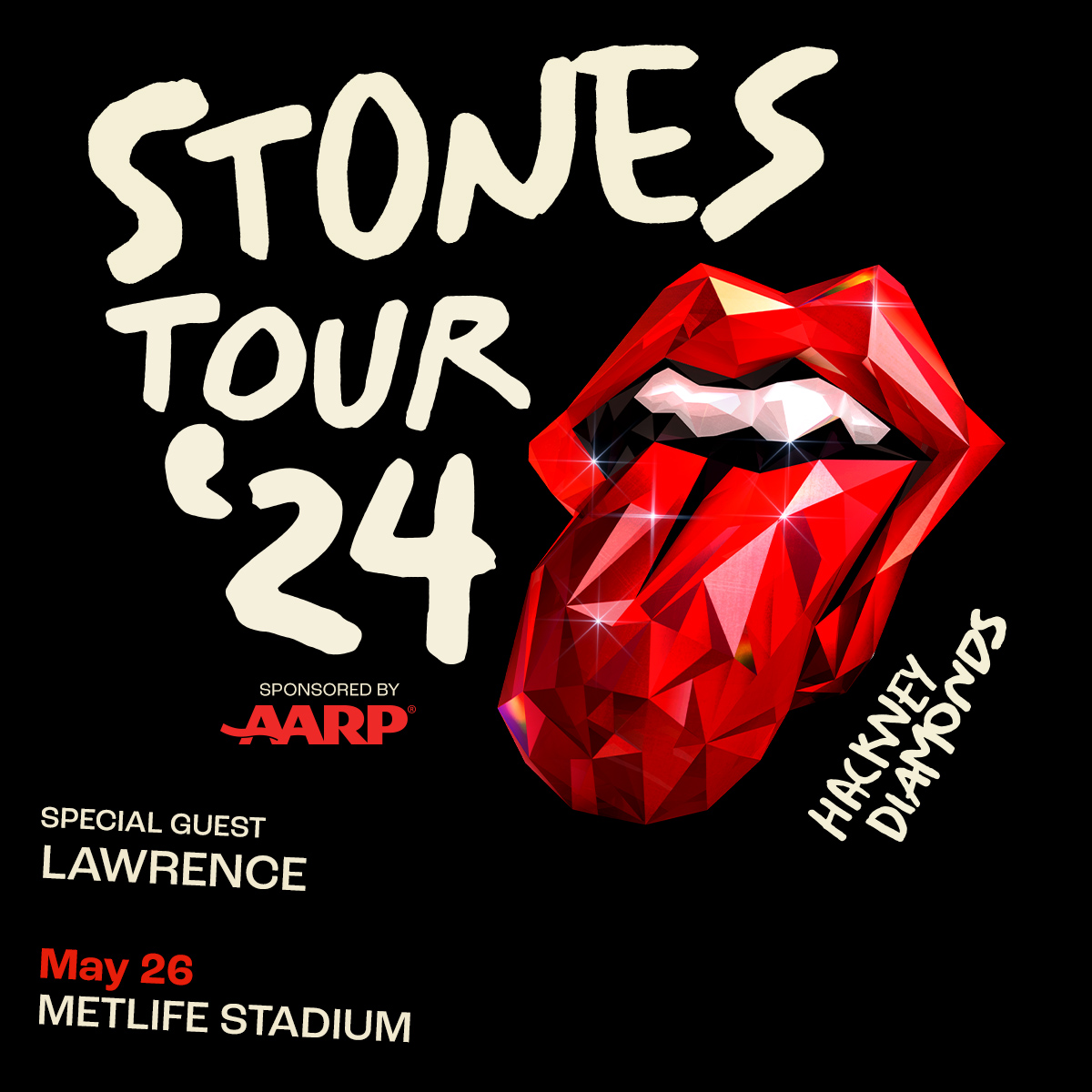 SUPPORT ADDED: @lawrencetheband will open the 5/26 @rollingstones show at @MetLifeStadium 😛 we'll see ya there!