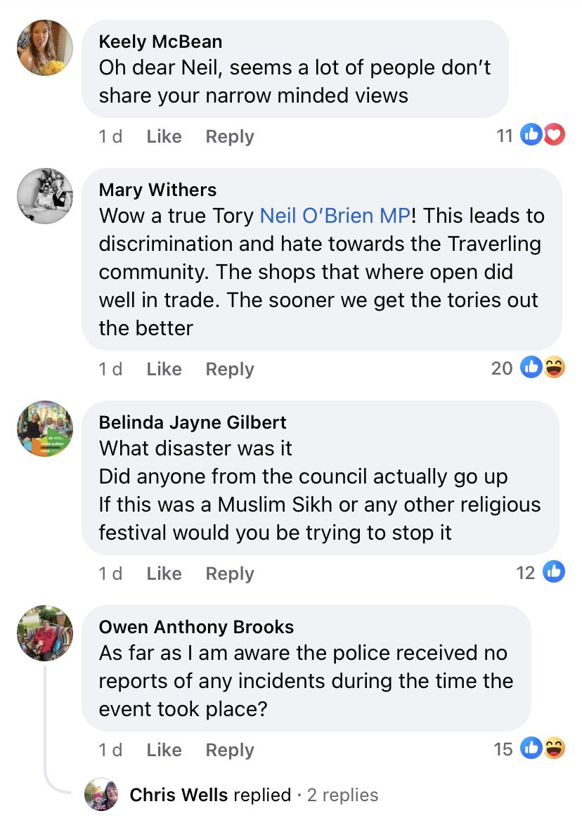 @CllrFinan @NeilDotObrien Apparently it went down like a led balloon with his constituents in Market Harborough judging by the overwhelming majority of comments…