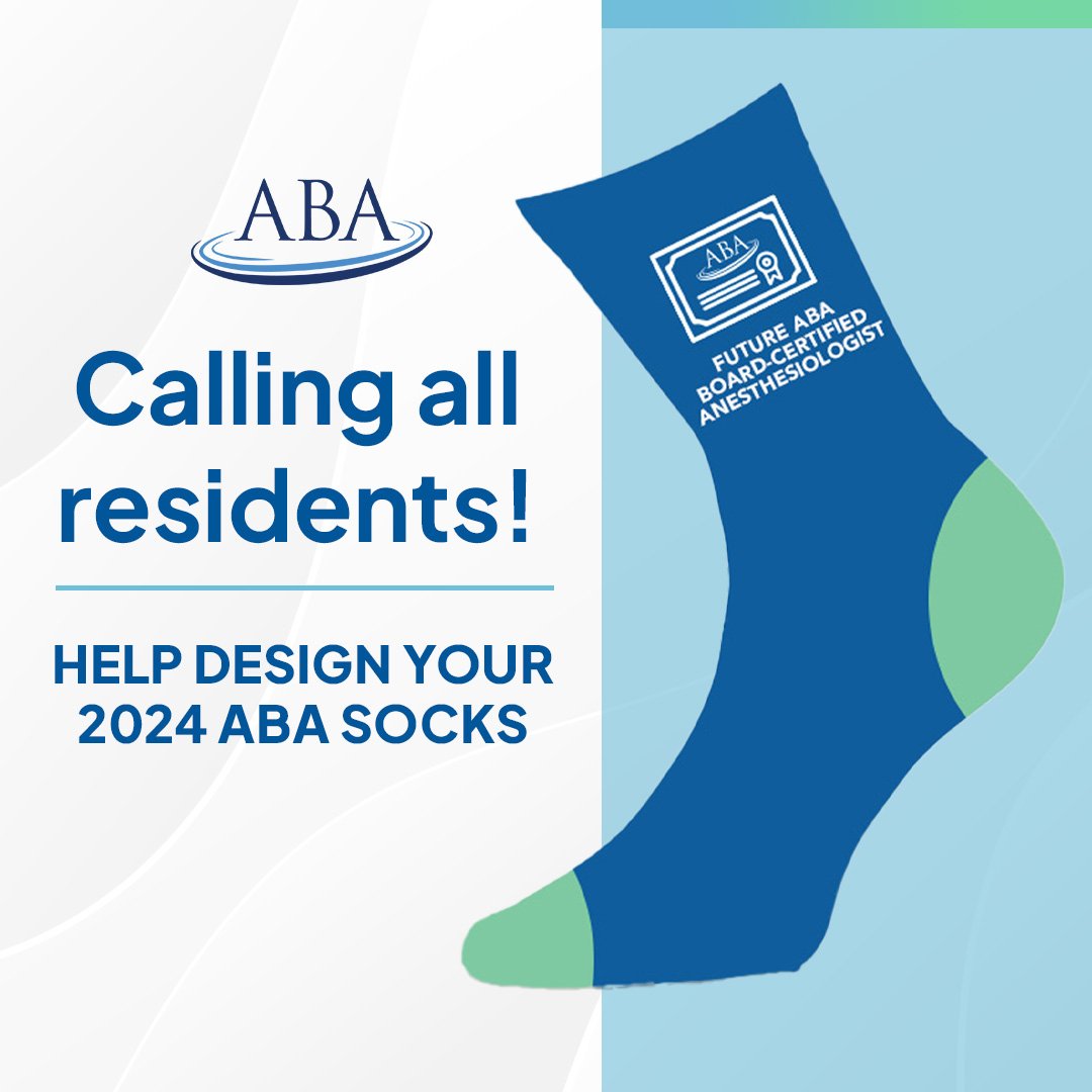 Residents, now it's your turn! Last year, we delivered an ABA sock design specifically for future board-certified anesthesiologists. We want your help in choosing the slogan for this year's exhibition booth socks. Drop your best ideas in the comments. loom.ly/3SOINqk