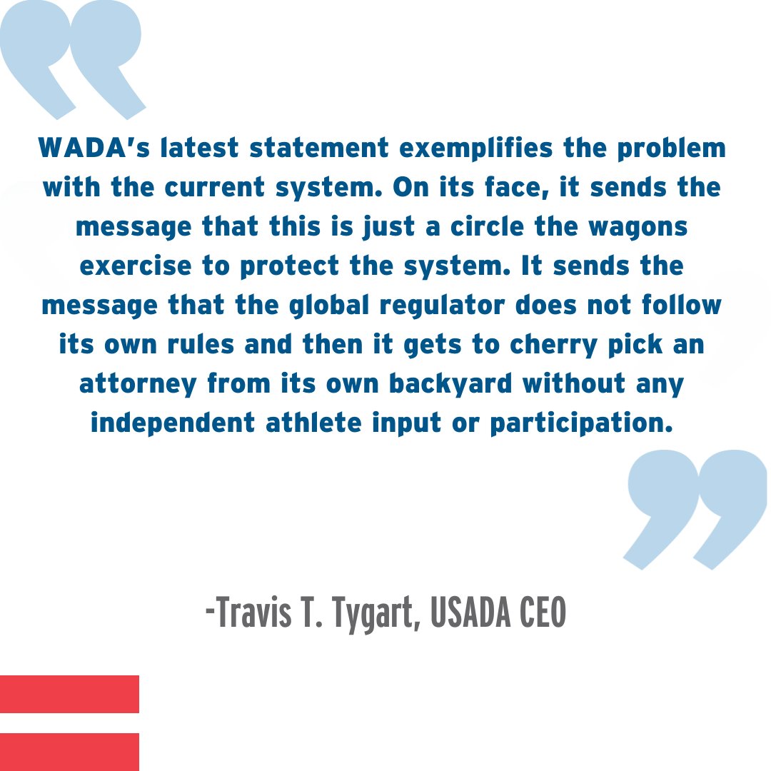 Response to WADA’s Self-Serving Appointment of an “Independent” Prosecutor

usada.org/statement/resp…