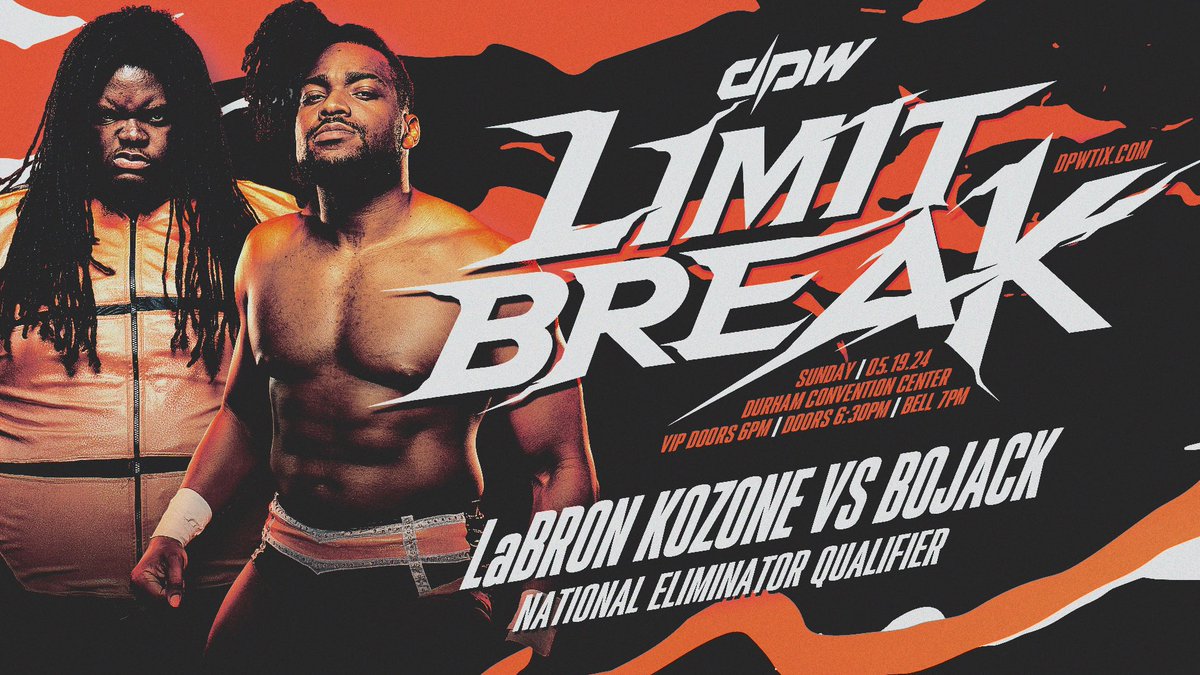 🚨 DPW LB UPDATE 🚨 LABRON KOZONE goes head-to-head with BOJACK in a DPW National Championship Eliminator Qualifier on May 19th in Durham! DPW Limit Break 🗓️ 05/19 | Durham, NC 🎟 dpwtix.com