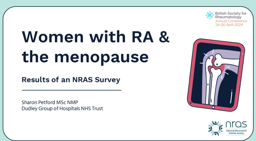 Sharon Petford described 4 common themes from her work: 👩‍⚕️Discussions only occurred if patient brought it up - lets be proactive! 😕 We are giving our patients conflicting advice about HRT 🔗 Patients think there's a link with menopause & rheumatic disease ⌛Survey long overdue!