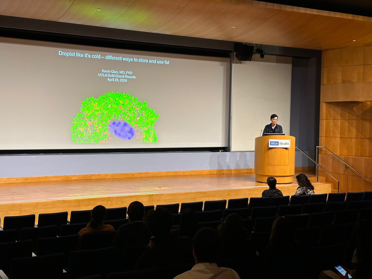 Department of Medicine at UCLA Health (@dom_ucla) on Twitter photo Today’s Physician Scientist Grand Rounds kicks off with Kevin Qian’s (<a href="/skinnyfatPhD/">Kevin Qian, MD, PhD</a>) lecture, “Droplet Like It’s Cold – Different Ways to Store and Use Fat” which will take us into the world of fat metabolism. Today’s Physician Scientist Grand Rounds kicks off with Kevin Qian’s (<a href="/skinnyfatPhD/">Kevin Qian, MD, PhD</a>) lecture, “Droplet Like It’s Cold – Different Ways to Store and Use Fat” which will take us into the world of fat metabolism.