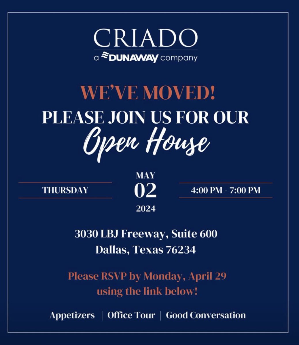 Exciting news – 🎉 Come celebrate NDCC member Dunaway | CRIADO's move and explore our their space on May 2nd. RSVP at ndcc.org