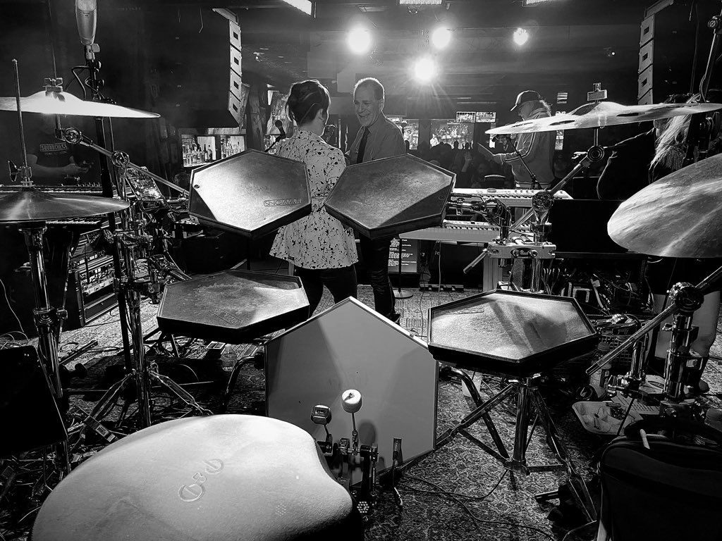 BrendanDrums's tweet photo. Well, that was fun! Thanks @reevemusic for letting me borrow your kick-ass electro kit last night. 🤖
#synthpop #newwave #simmons #electro #80s #soundchecklive #luckystrike https://t.co/n7JoE2f1LZ