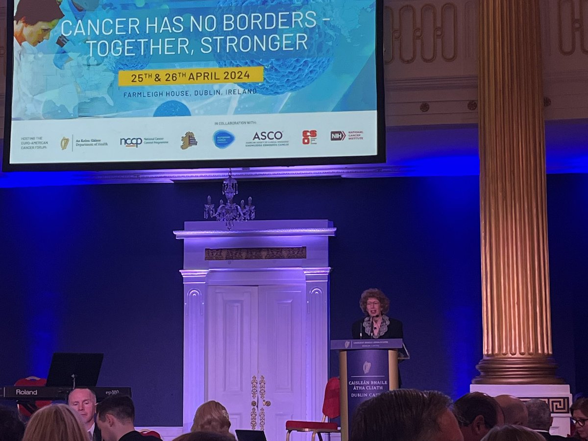 Very proud of @KathyOliverIBTA Co-Chair of @EuropeanCancer Patient Advisory Committee sharing her experience at Dublin Castle for Euro-American Forum on Cancer. An American woman who’s been living in UK for 50 years and lost her son to a brain tumour. Kathy - you are a legend!