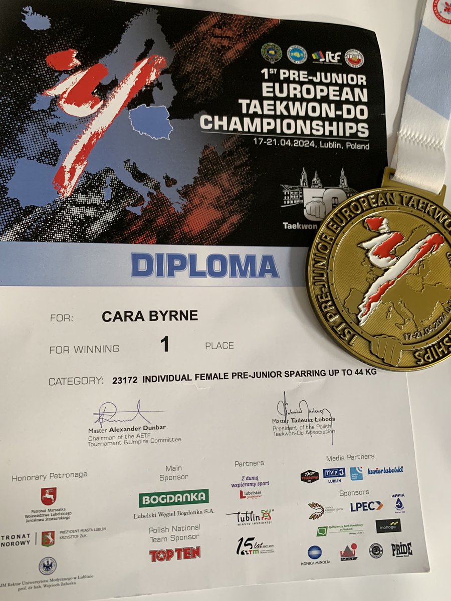 Congratulations to <a href="/Colaistebride/">Coláiste Bríde D22</a> 2nd Year student, Cara Byrne, who was successful in all three of her fights in Poland to become the European Champion in Taekwon-do. A fantastic achievement!
