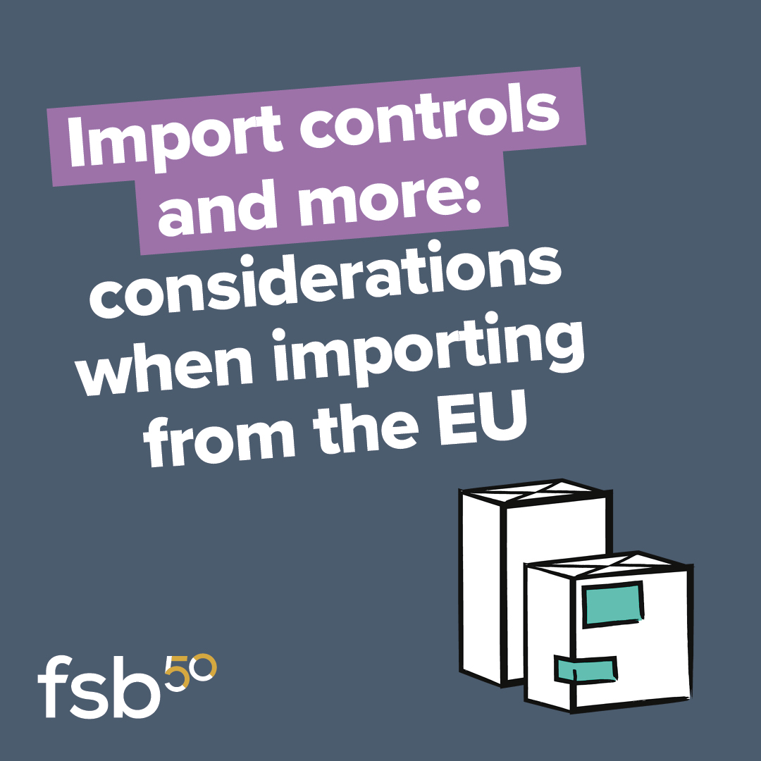 Changes are still in the pipeline for international trade 📋 

Here are three things to consider if trading between the UK and the EU before full control on all imported and exported goods is brought in later this month. 

go.fsb.org.uk/ImportControls 

#SmallBusinessBigIdeas