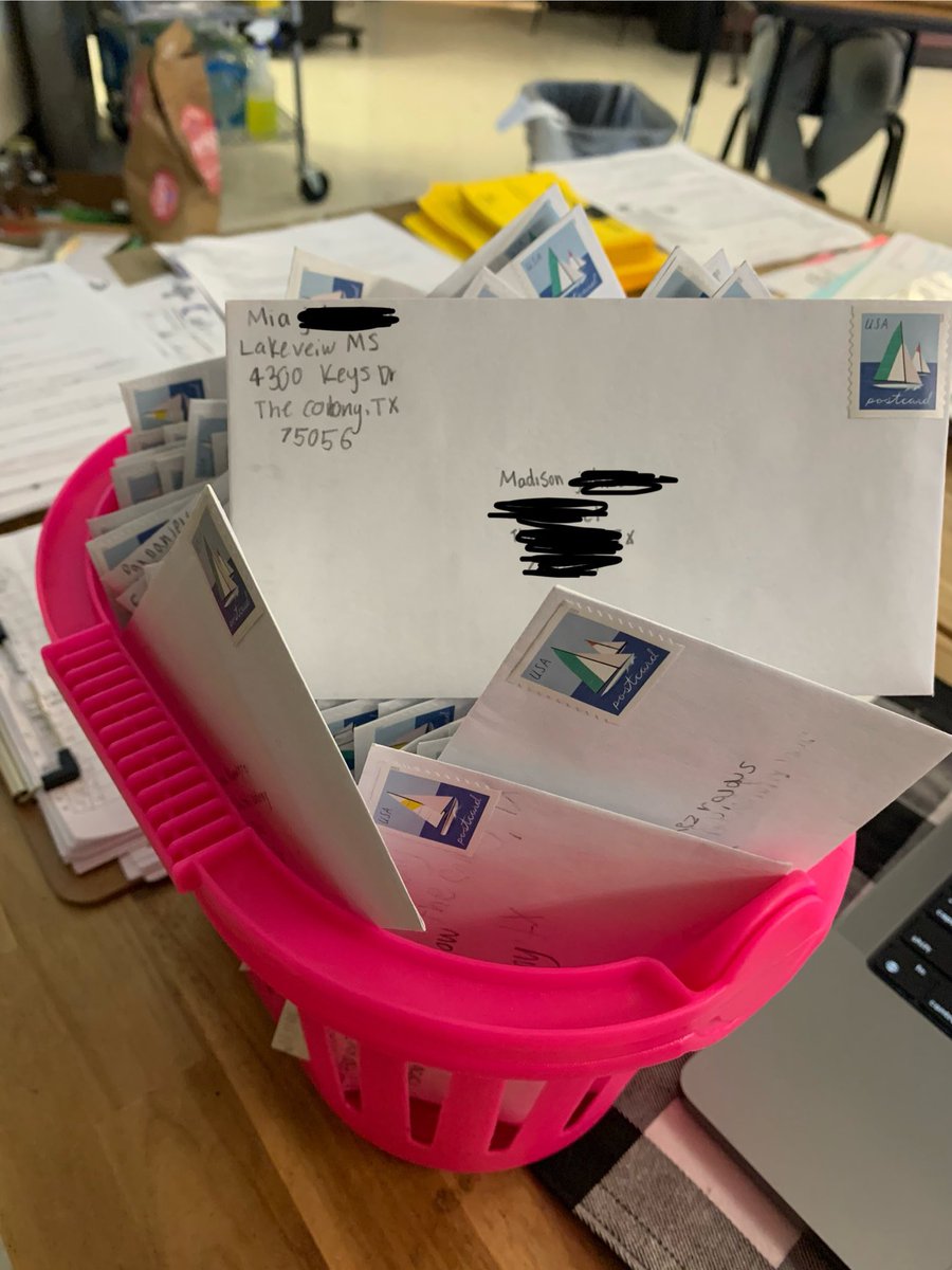 80 handwritten letters being sent home by 6th grade in family unit= 4 life skills 🎉😃 1. Memorize your address 2. Address envelope correctly 3. Properly spell your family members names if you still don’t know 4. Express appreciation, gratitude, encouragement (thank you notes)