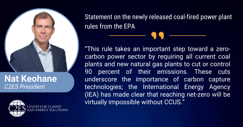 The newly released @EPA standards for coal-fired power plants are an important first step towards a zero-carbon power sector, projected to bring significant economic and health benefits. 👉Read our full statement: c2es.org/press-release/… #netzero #cleanenergy