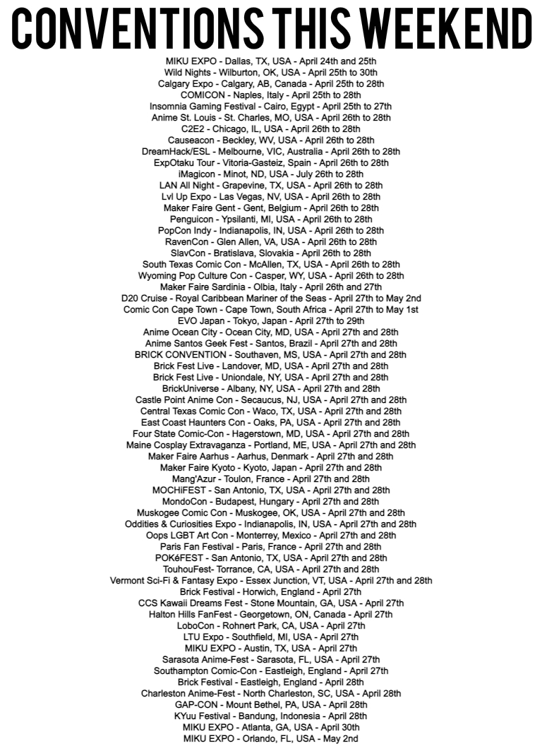 GlobalFanCons's tweet photo. 61 Conventions this weekend in ๐บ๐ธ๐จ๐ฆ๐ฎ๐น๐ช๐ฌ๐ฆ๐บ๐ช๐ธ๐ง๐ช๐ธ๐ฐ๐ข๐ฟ๐ฆ๐ฏ๐ต๐ง๐ท๐ฉ๐ฐ๐ซ๐ท๐ญ๐บ๐ฒ๐ฝ๐ด๓ ง๓ ข๓ ฅ๓ ฎ๓ ง๓ ฟ๐ฎ๐ฉ
What will you be attending? #MIKUEXPO2024 #CALGARYEXPO2024 #COMICON2024 #IE5 #C2E2 #Causeacon #DHMelbourne #LANallNIGHT #LVLUPEXPO #PopConIndy #STXCC #D20Cruise #ComicConCapeTown #EVOJ24 #MFKyoto2024 (1/5) ~ LM https://t.co/UaMg8NyRrO