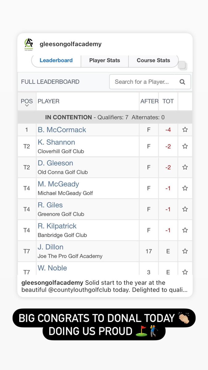 Well done to @donaljgleeson today qualifying for @ThePGA Championship 👏🏼👏🏼