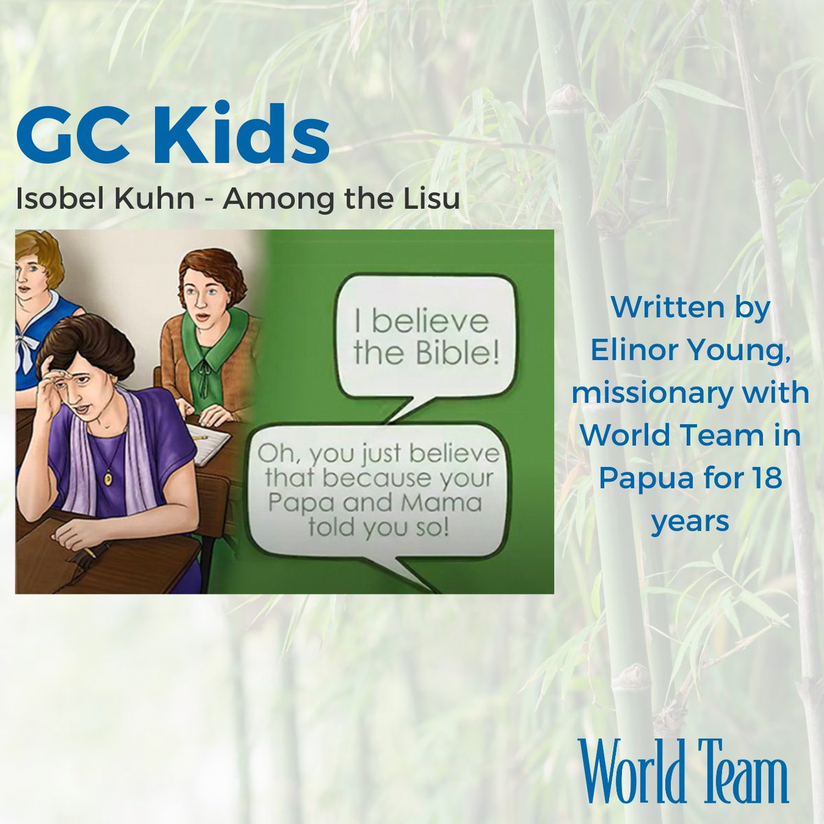 Your kids will love our quarterly newsletter called Great Commission Kids! We’re currently featuring an issue about missionary Isobel Kuhn, 'Among the Lisu.' Written by Elinor Young, who served in Papua for 18 years. Download your copy here: loom.ly/Siw9uks