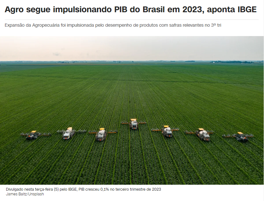 O agronegócio representa 24,8% do Produto Interno Bruto (PIB) do Brasil.

Sem ele, o PIB seria reduzido e a economia sofreria.
O país perderia receita com exportações e comércio internacional