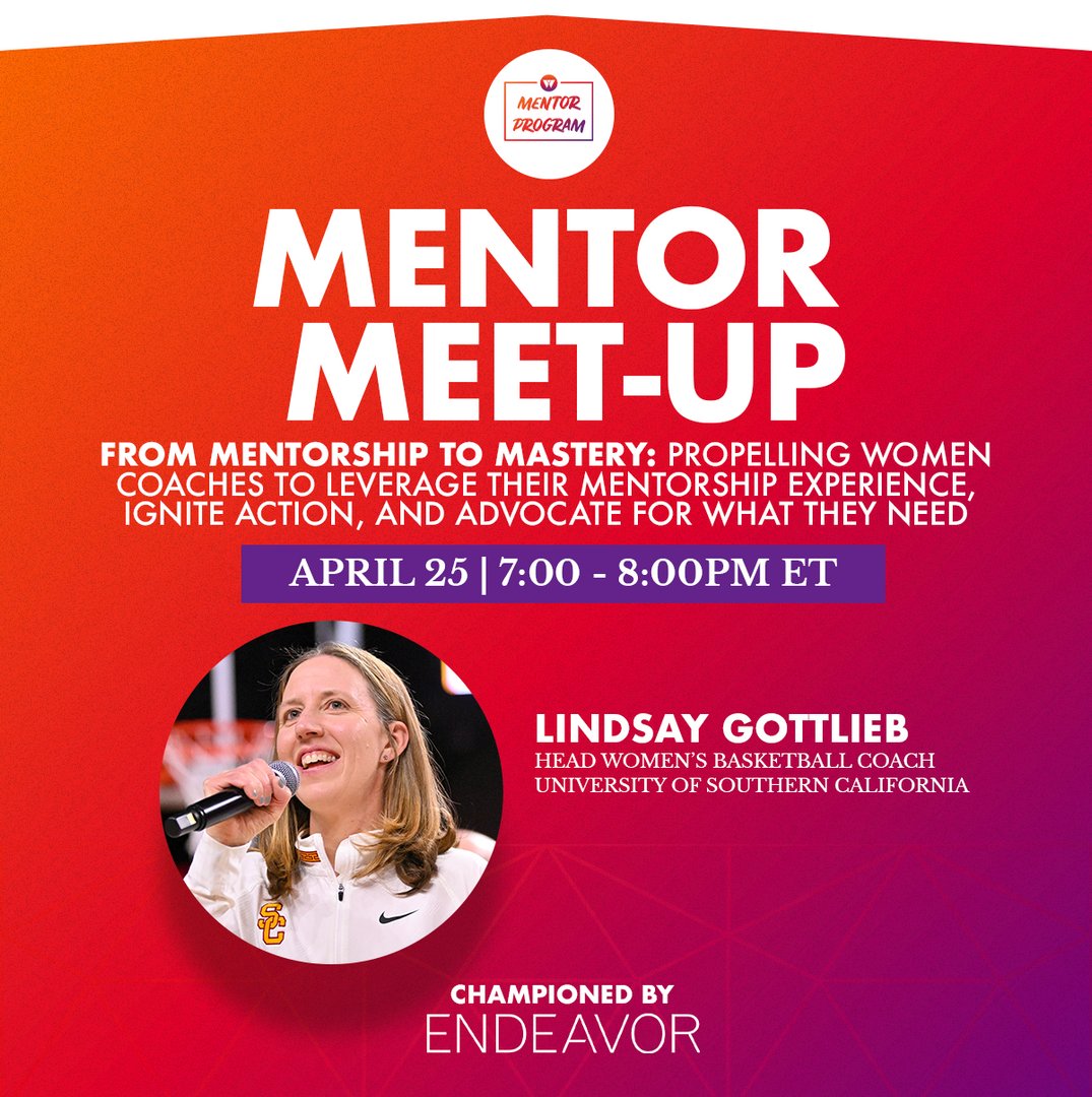 🚨 JOIN US TODAY 🚨 Lindsay Gottlieb (@CoachLindsayG) leads our community in today's Mentor Meet-Up! Open to all WeCOACH Members. 📅 April 25 ⏰ 7:00PM ET 🔗 bit.ly/WeCOACHEvents 📌 | @USCWBB 📌 | @Endeavor #WeTEACH