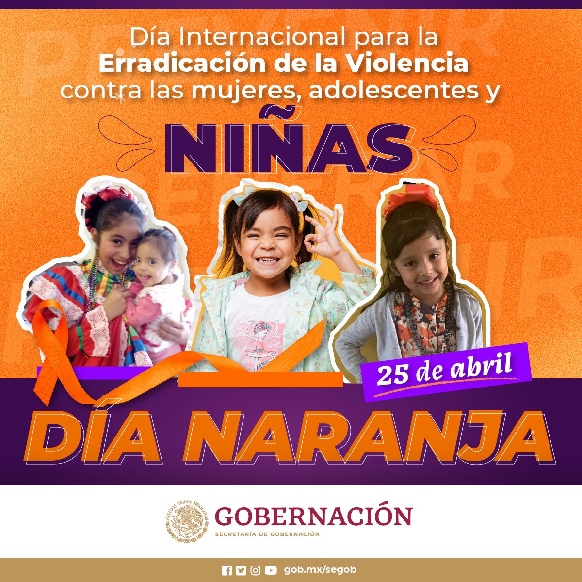 🟠 #DíaNaranja, un día para visibilizar y generar consciencia sobre la violencia que sufren las mujeres alrededor del planeta. ¡Erradiquemos todas las formas de violencia en contra de mujeres, adolescentes y niñas!