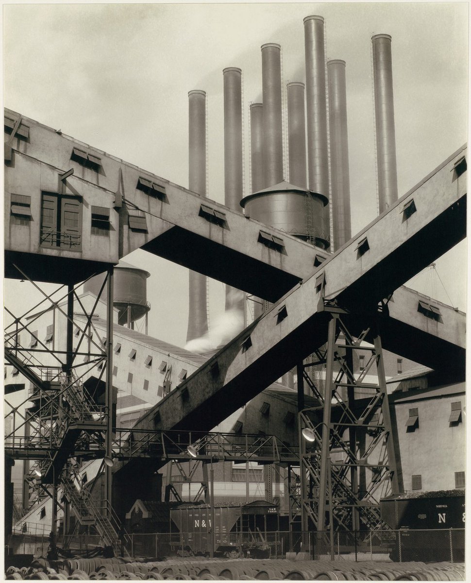 “Criss-Crossed Conveyors, River Rouge Plant, Ford Motor Company”. Charles Sheeler. 1927. Image: Metmuseum.