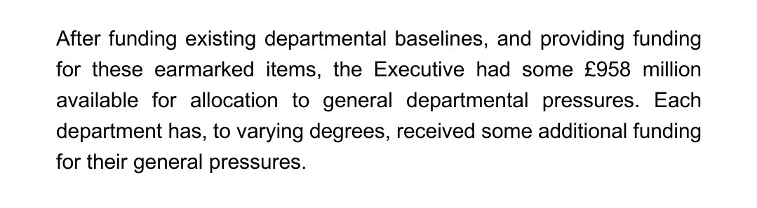 On the big ideas for renegotiating the Fiscal framework and revenue raising (which the Executive mow admits it is examining after first denying it) this document is totally silent. Again no vision, it simply allocates money without strategy. Or, as in this para, 'alcoates'.