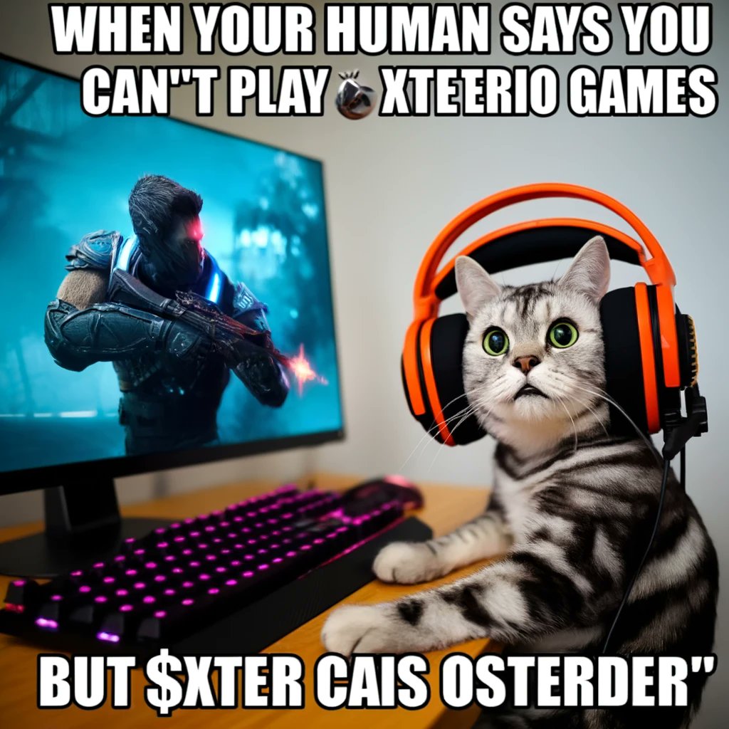 Even the cat is getting in on the Xterio action! Who says $XTER is just for humans? 😸🎮 #CatGamer #XterioFun