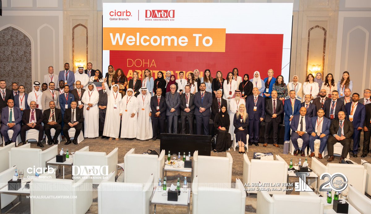 'Doha Arbitration Day concluded with a group photo of the event's key sponsors and organizers. Al Sulaiti’s law firm was honored as a 'silver sponsor' of the event. The conference was a resounding success with participants from the Qatari and international arbitration…