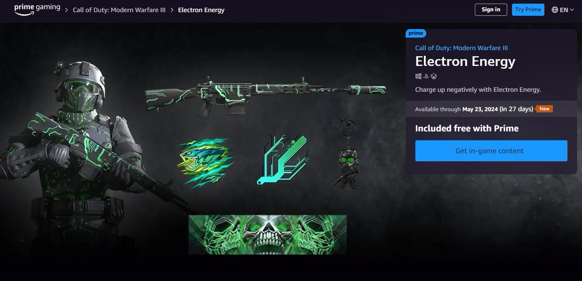 #TIECrew prime gaming members don't forget to claim the Electron Energy Bundle for Call of Duty . Take it easy 🤙