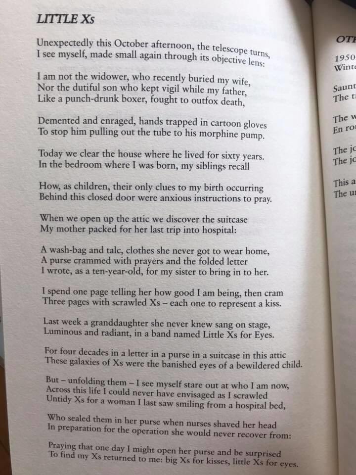 My favourite poem - Dermot Bolger’s ‘Little Xs’ from his superb ‘Venice Suite’ - is a good one to share on Poetry Day. I’ve loved it since I heard the poet read it for @SeanRadioRocks on @RTEArena. #PoetryDayIreland #PoetryDayIRL @poetryireland @littlexsforeyes @PoetryDay_IRL