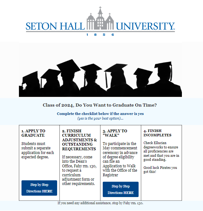 Students, be sure to complete the checklist below if you wish to graduate on time!