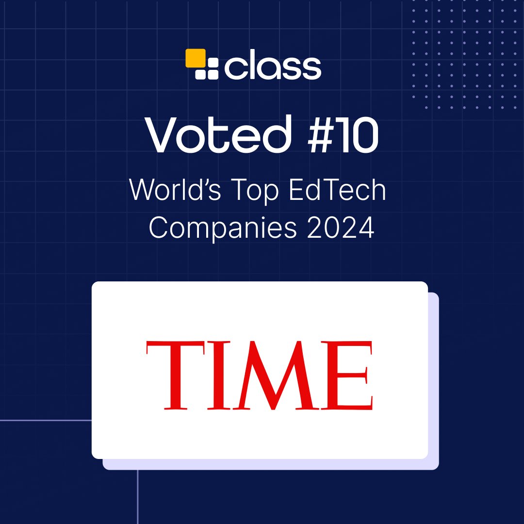 Class (@weareclasstech) on Twitter photo We are so proud to share that Class has been recognized as a top ten EdTech company by TIME in their list of the World's Top EdTech Companies of 2024. Learn more and hear directly from <a href="/michaelchasen/">Michael L. Chasen</a> --> bit.ly/49Z8MoN
#NextGenerationVirtualClassroom #EdTech We are so proud to share that Class has been recognized as a top ten EdTech company by TIME in their list of the World's Top EdTech Companies of 2024. Learn more and hear directly from <a href="/michaelchasen/">Michael L. Chasen</a> --> bit.ly/49Z8MoN
#NextGenerationVirtualClassroom #EdTech